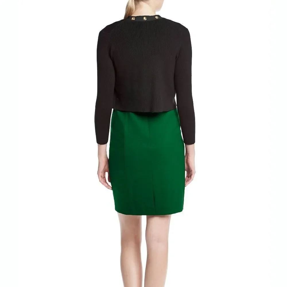 New! CALVIN KLEIN Women's Grommet Black Cropped Cardigan Shrug Sweater